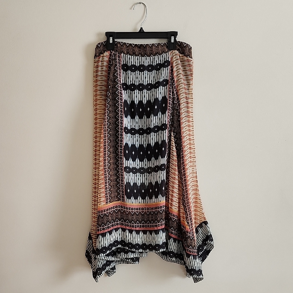 Dylan Bohemian Midi Shark Bite Hem Skirt Earthy Tones Womens Medium